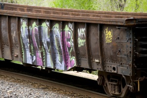 Rail car with graffiti